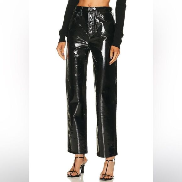 AGOLDE Recycled Patent Leather 90's Pinch Waist Pants - Picture 6 of 11